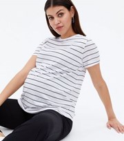 New Look Maternity White Stripe Crew T-Shirt